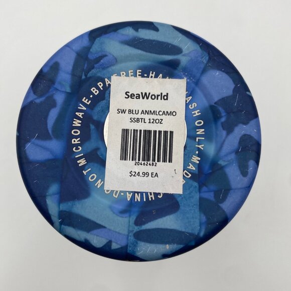 Seaworld Stainless Steel Water Bottle Blue Camo Camouflage Sea Animals Life - Picture 7 of 9